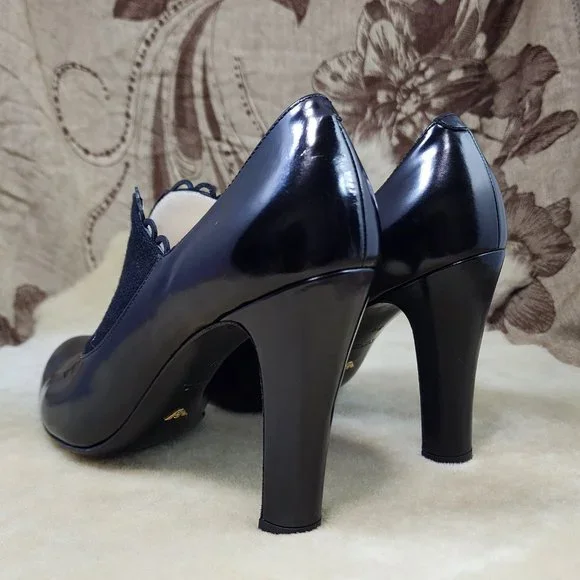 Emporio Armani - vintage -  black leather pumps / booties - xedf56 - Picture 5 of 10